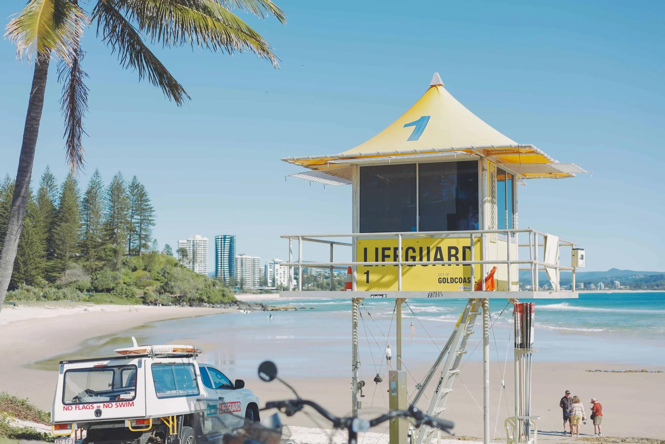 Coolangatta beach and lifeguard tower on the Gold Coast