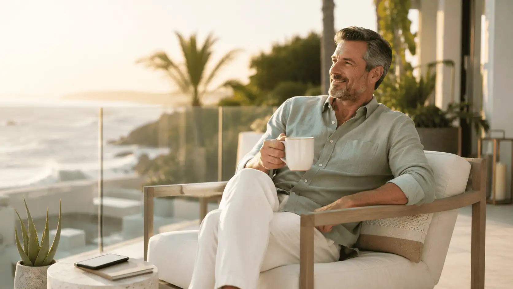 Guest relaxing on the balcony of a Gold Coast holiday rental