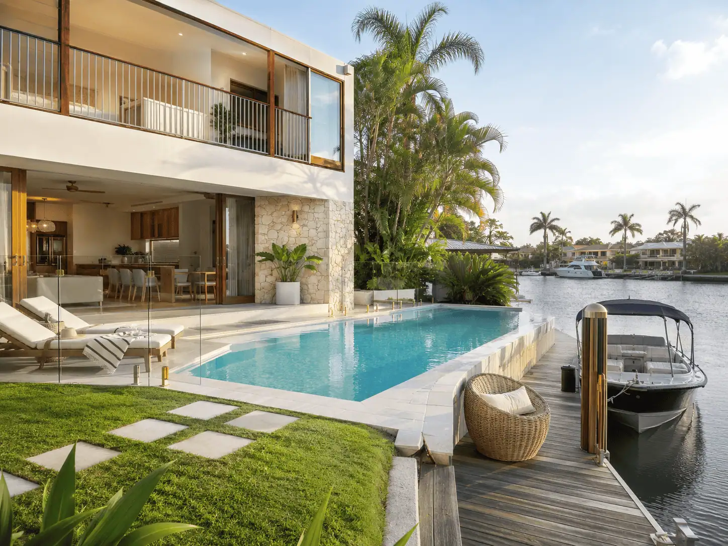 Gold Coast waterfront holiday rental with a swimming pool